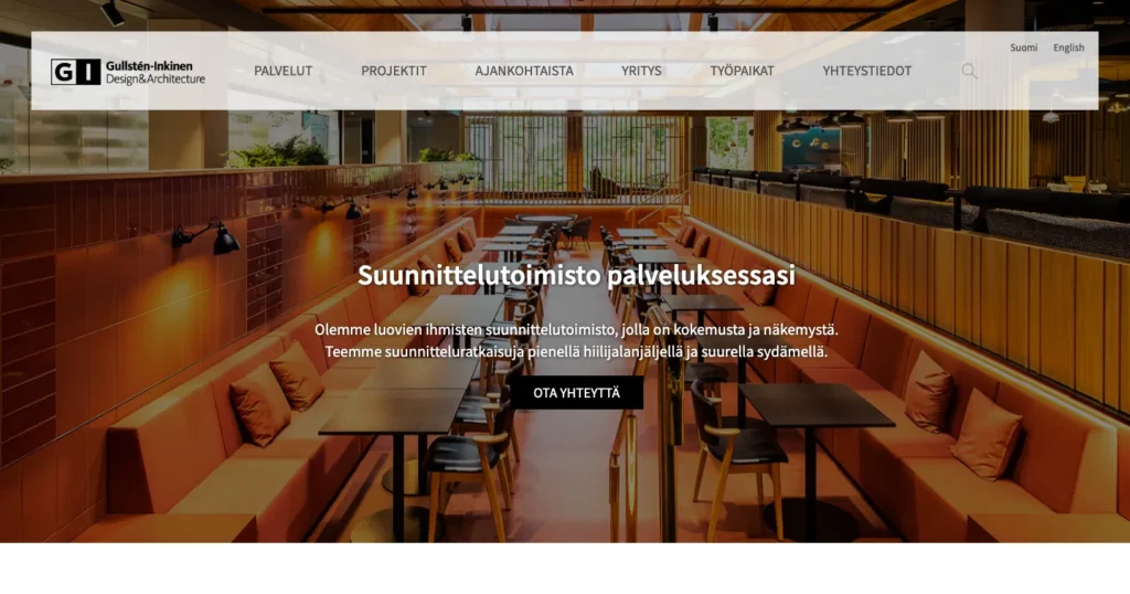 Gullstén-Inkinen's website before: the front page's first screen