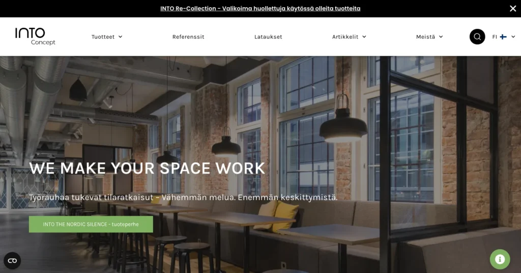 INTO Concept's new website: the front page's first screen