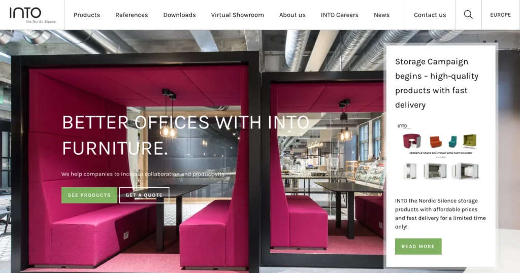 INTO Concept's website before: the front page's first screen
