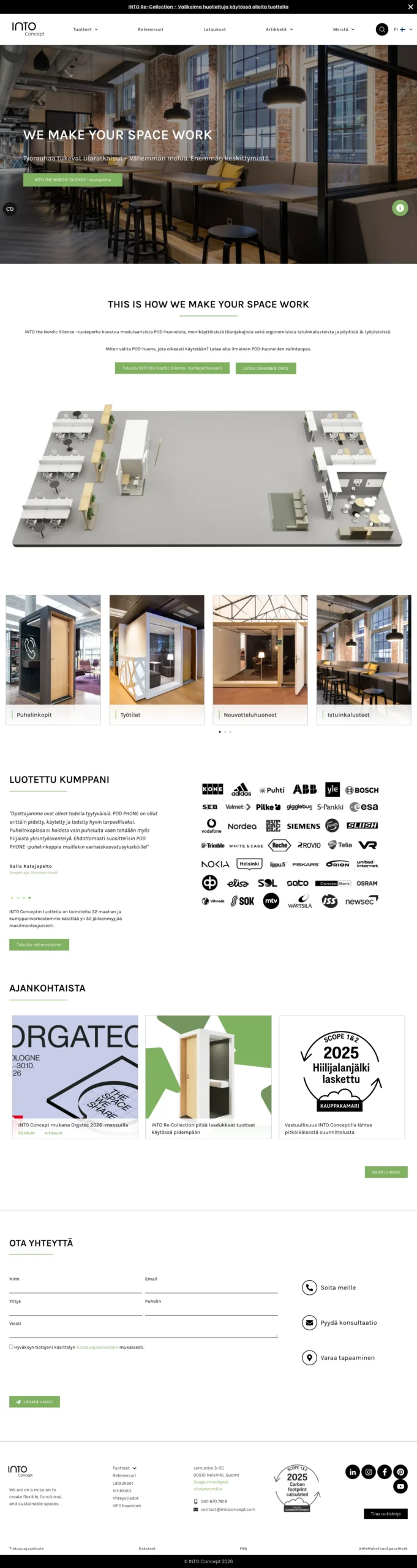 INTO Concept's new front page, from top to bottom