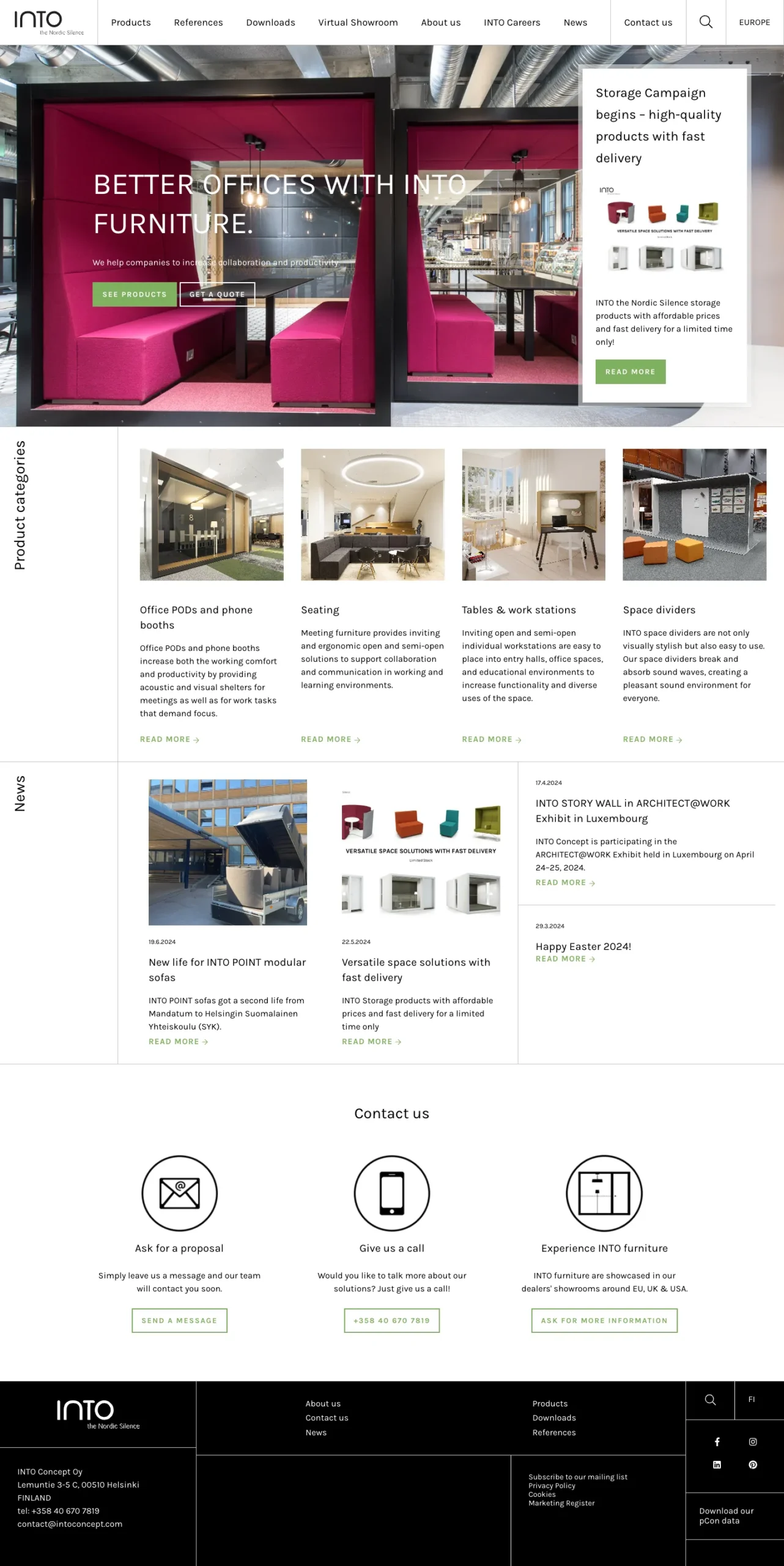 INTO Concept's old front page, from top to bottom