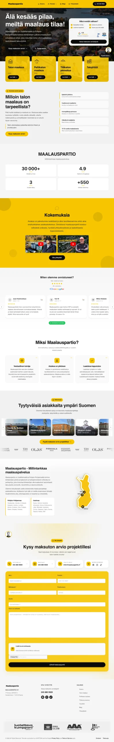 Maalauspartio's new front page, from top to bottom