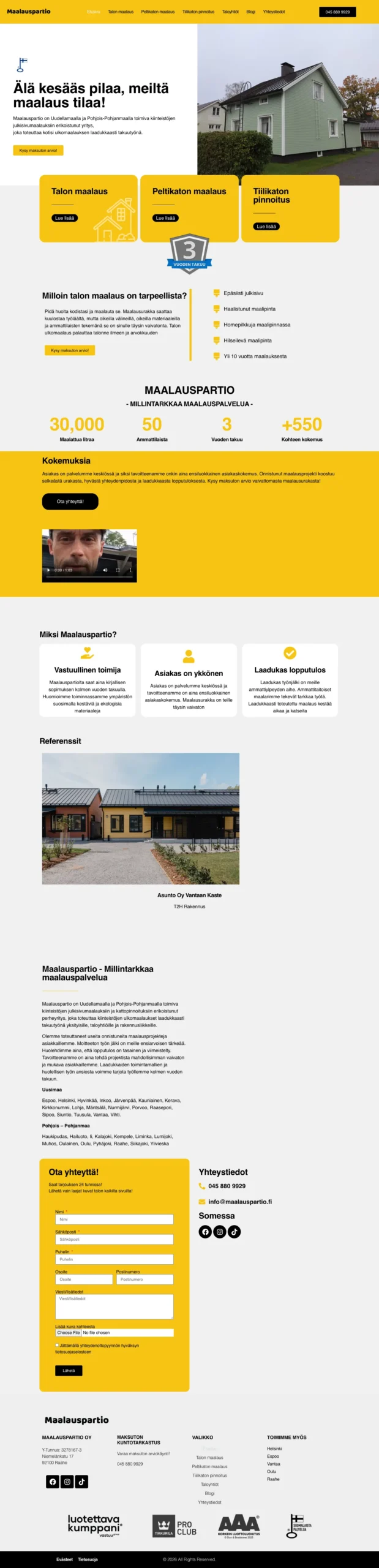 Maalauspartio's old front page, from top to bottom