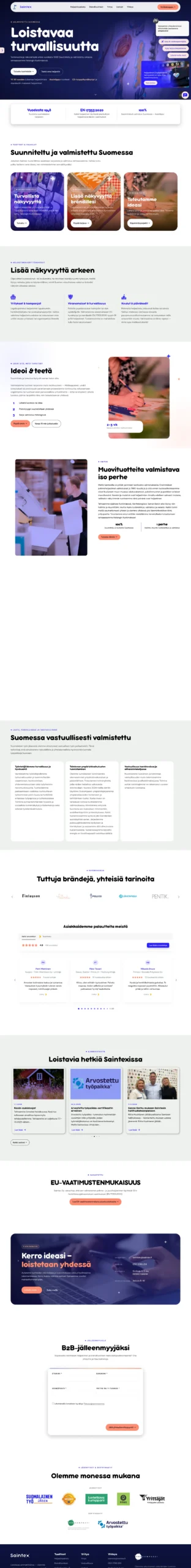 Saintex's new front page, from top to bottom