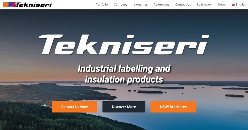 Tekniseri's website before: the front page's first screen