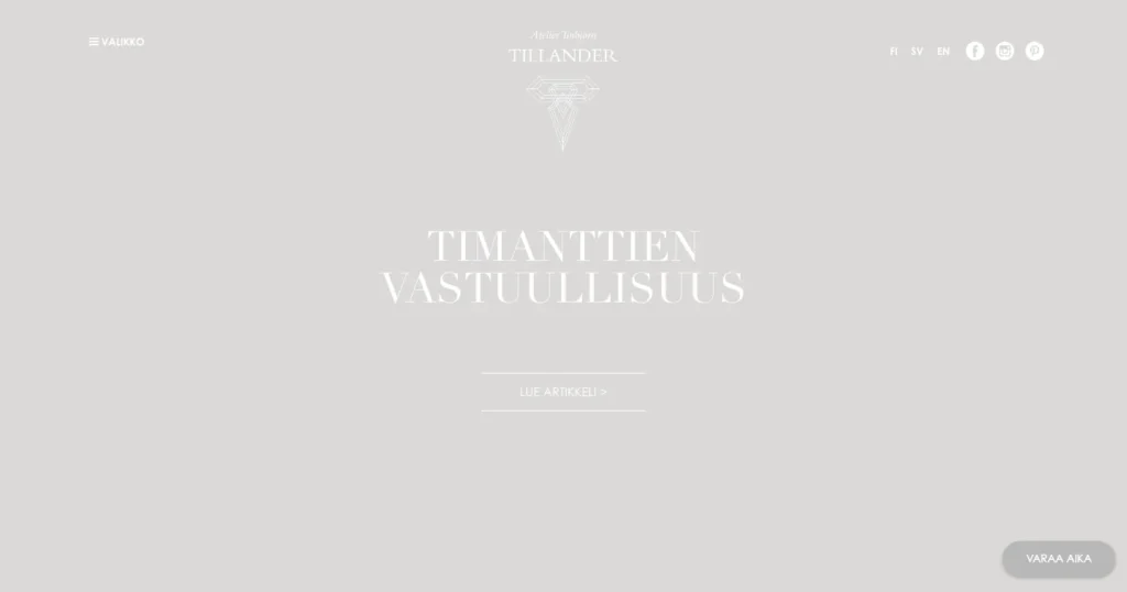 Atelier Torbjörn Tillander's website before: the front page's first screen