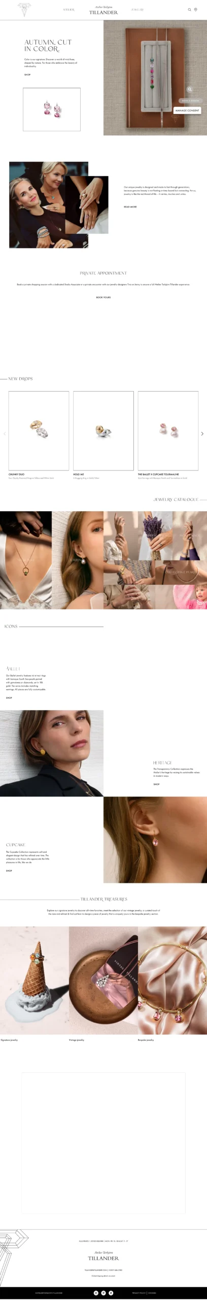Atelier Torbjörn Tillander's new front page, from top to bottom